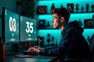 Joueur attentif devant un écran affichant un compte à rebours pour la sortie de Battlefield 6 sur PC